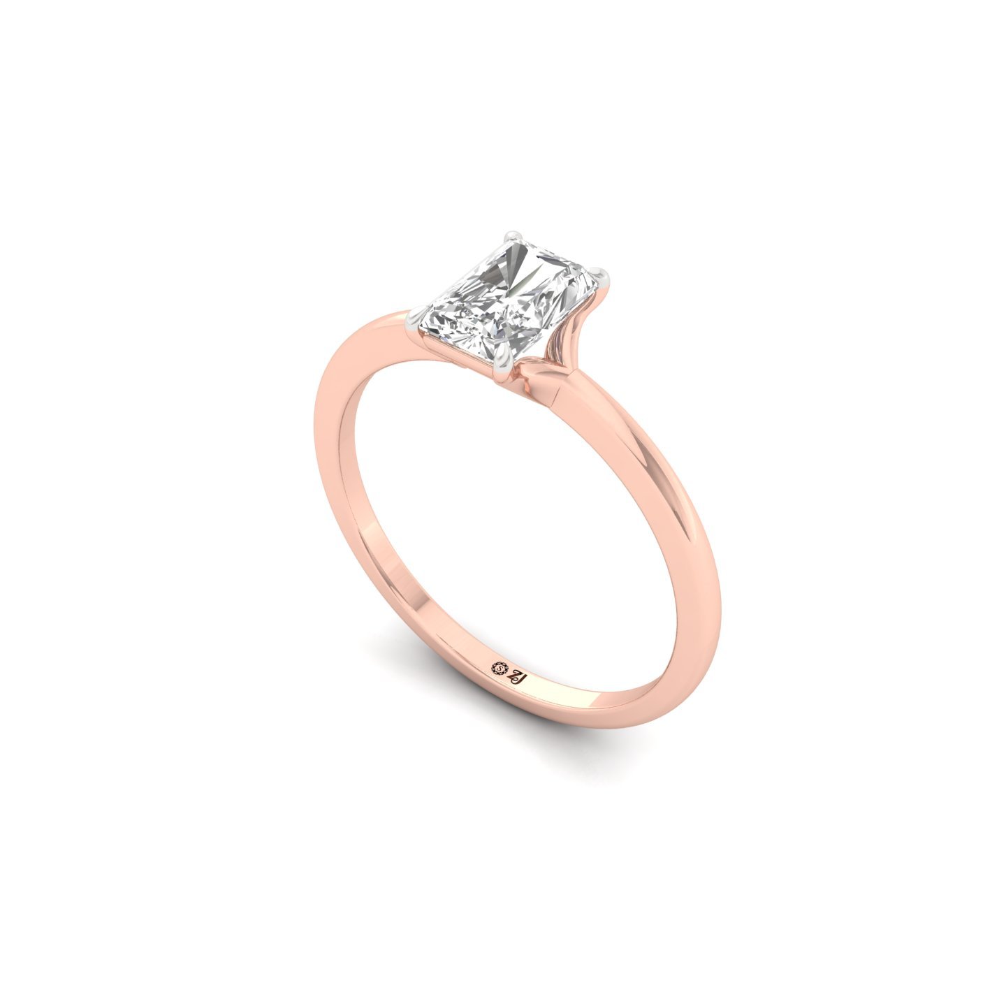 Radiant Cut Solitaire Engagement Ring | Lab Grown Diamond | Silver | 10K | 14K | 18K - View 2