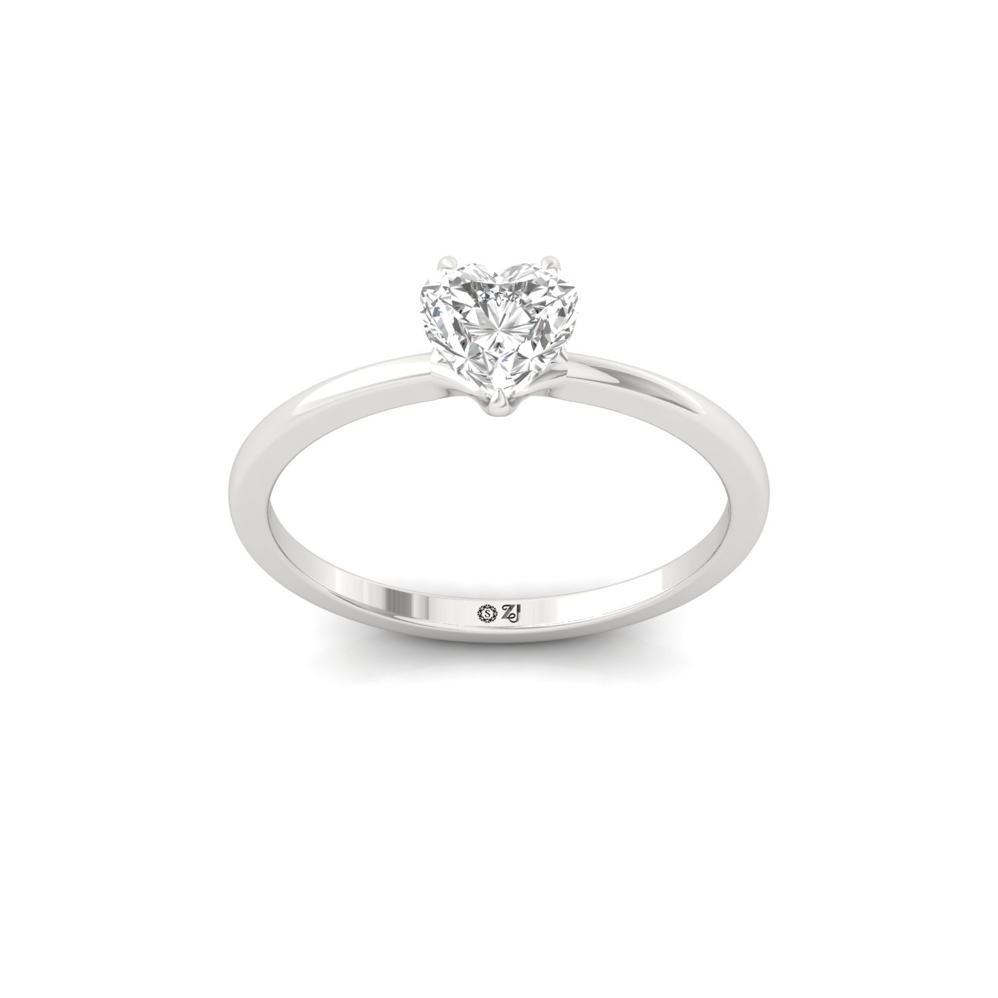 Heart Cut Solitaire Engagement Ring | Lab Grown Diamond | Silver | 10K | 14K | 18K - Main View