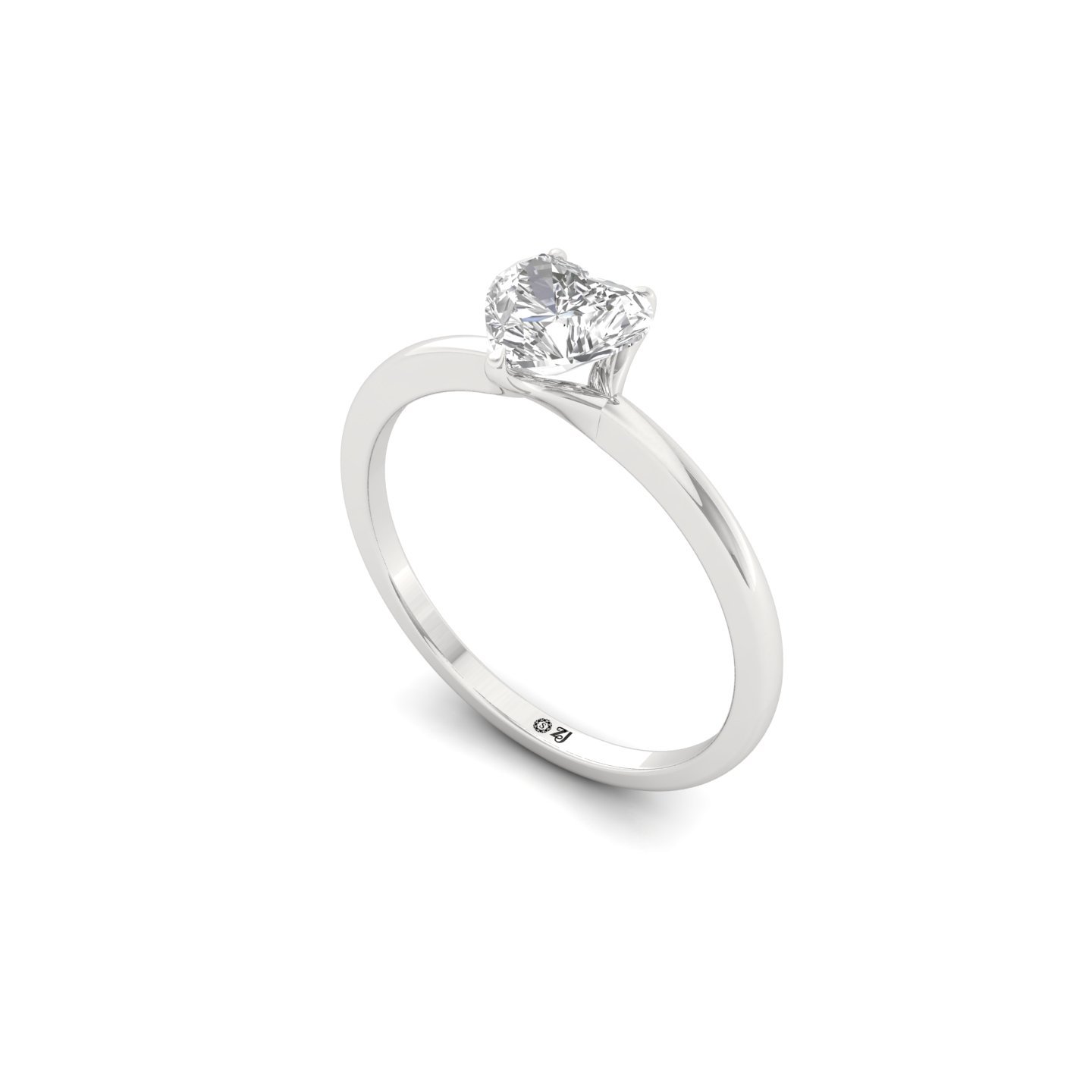 Heart Cut Solitaire Engagement Ring | Lab Grown Diamond | Silver | 10K | 14K | 18K - View 2