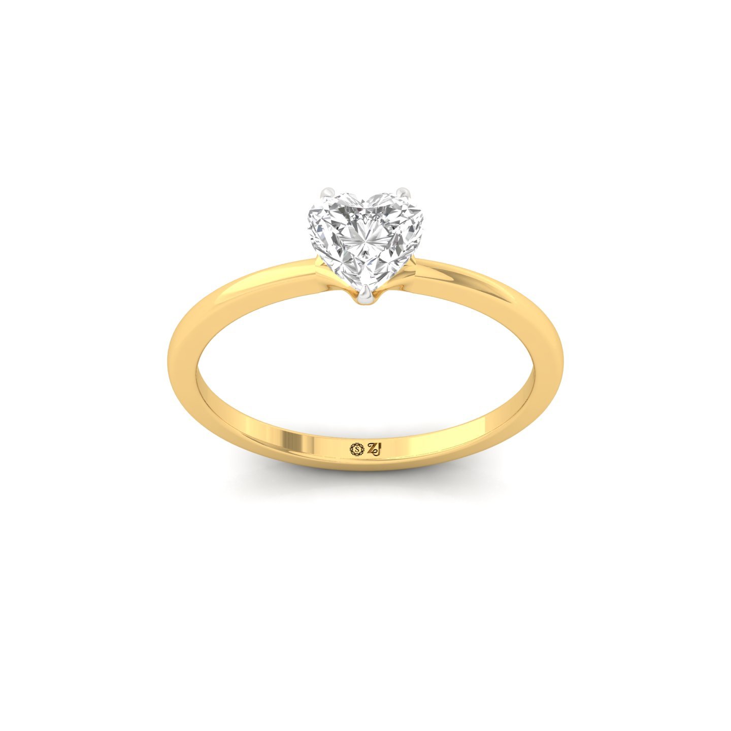 Heart Cut Solitaire Engagement Ring | Lab Grown Diamond | Silver | 10K | 14K | 18K - Gold Main View
