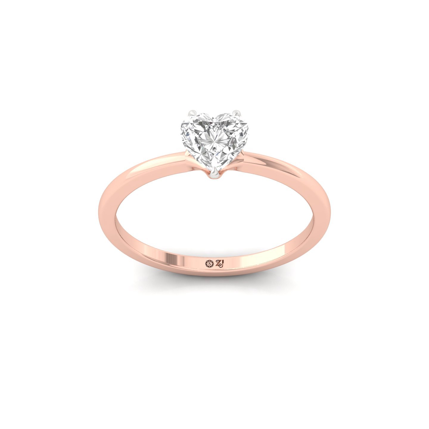 Heart Cut Solitaire Engagement Ring | Lab Grown Diamond | Silver | 10K | 14K | 18K - Rose Gold Main View