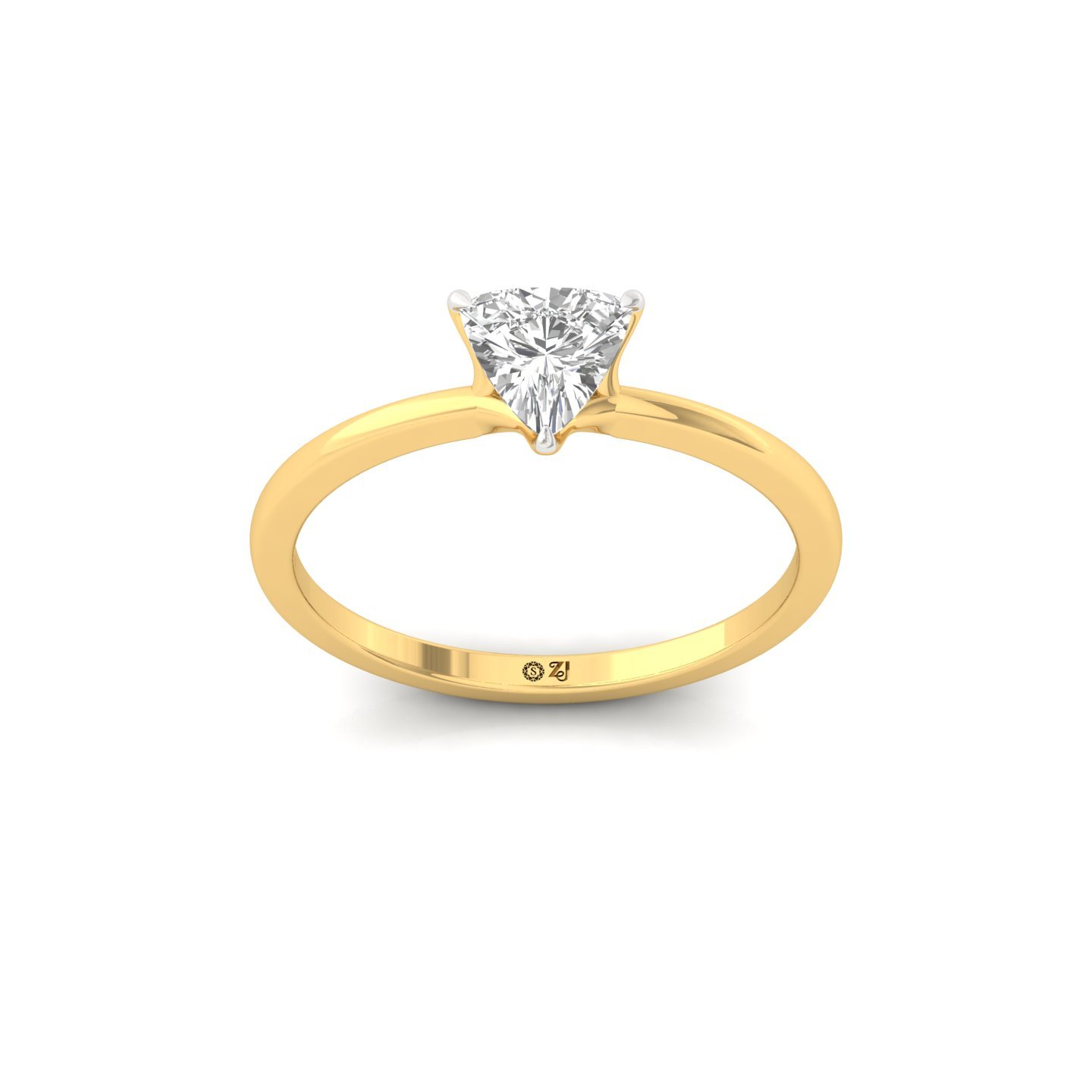 Trillion Cut Solitaire Engagement Ring | Lab Grown Diamond | Silver | 10K | 14K | 18K - Gold Main View