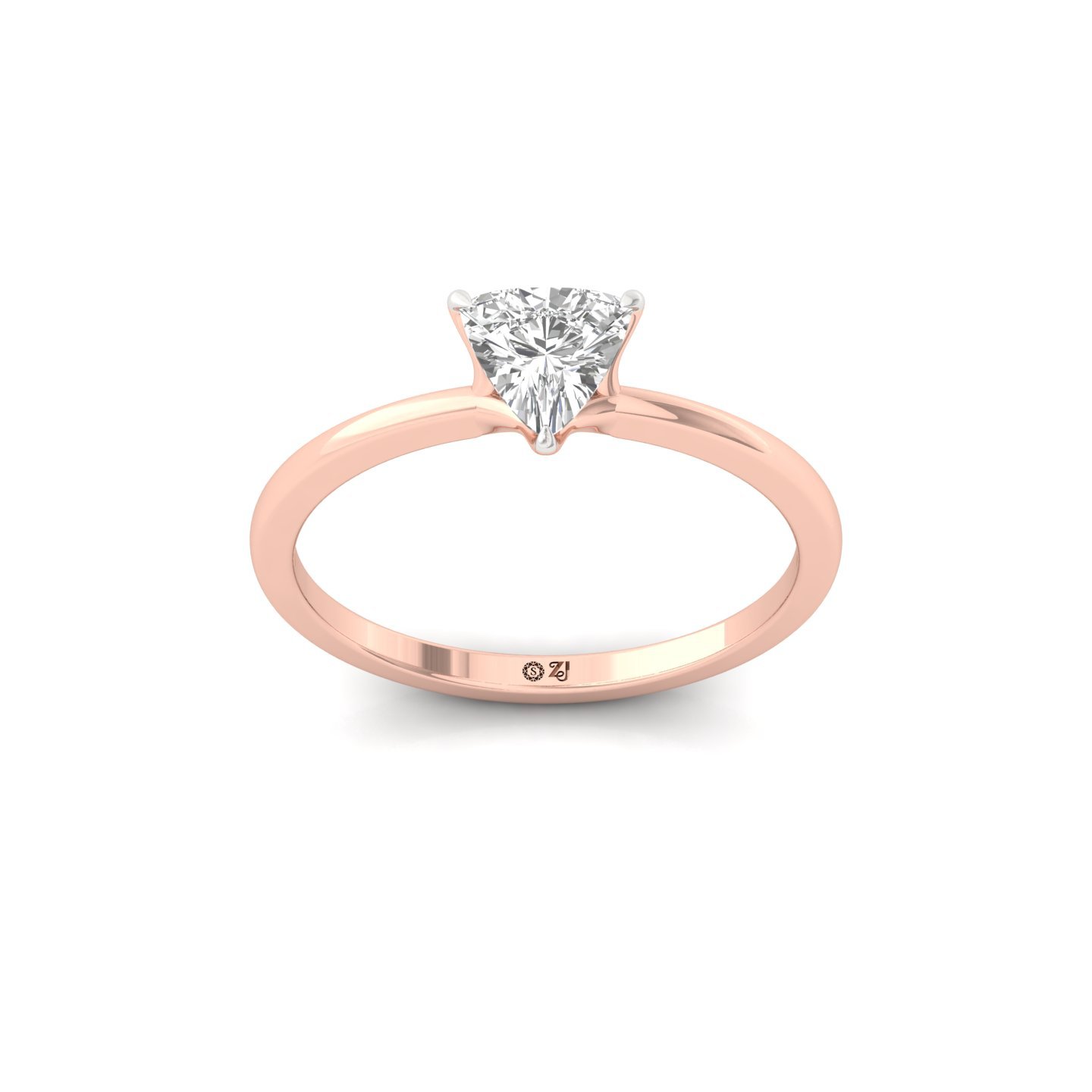 Trillion Cut Solitaire Engagement Ring | Lab Grown Diamond | Silver | 10K | 14K | 18K - Rose Gold Main View