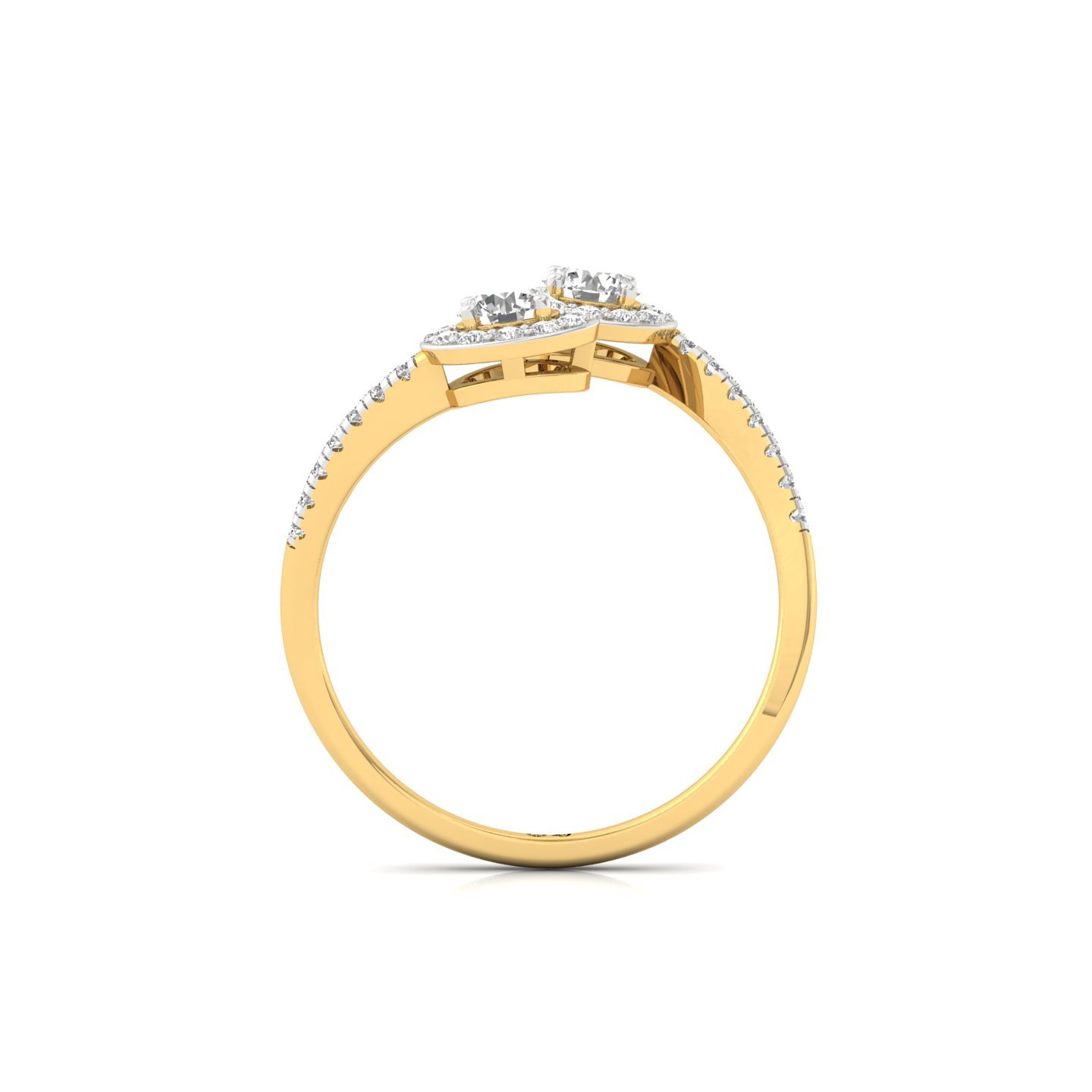 Double Halo And Toi Et Moi  Round Diamond Open Ring | Lab Grown Diamond | Silver | 10K | 14K | 18K - View 3