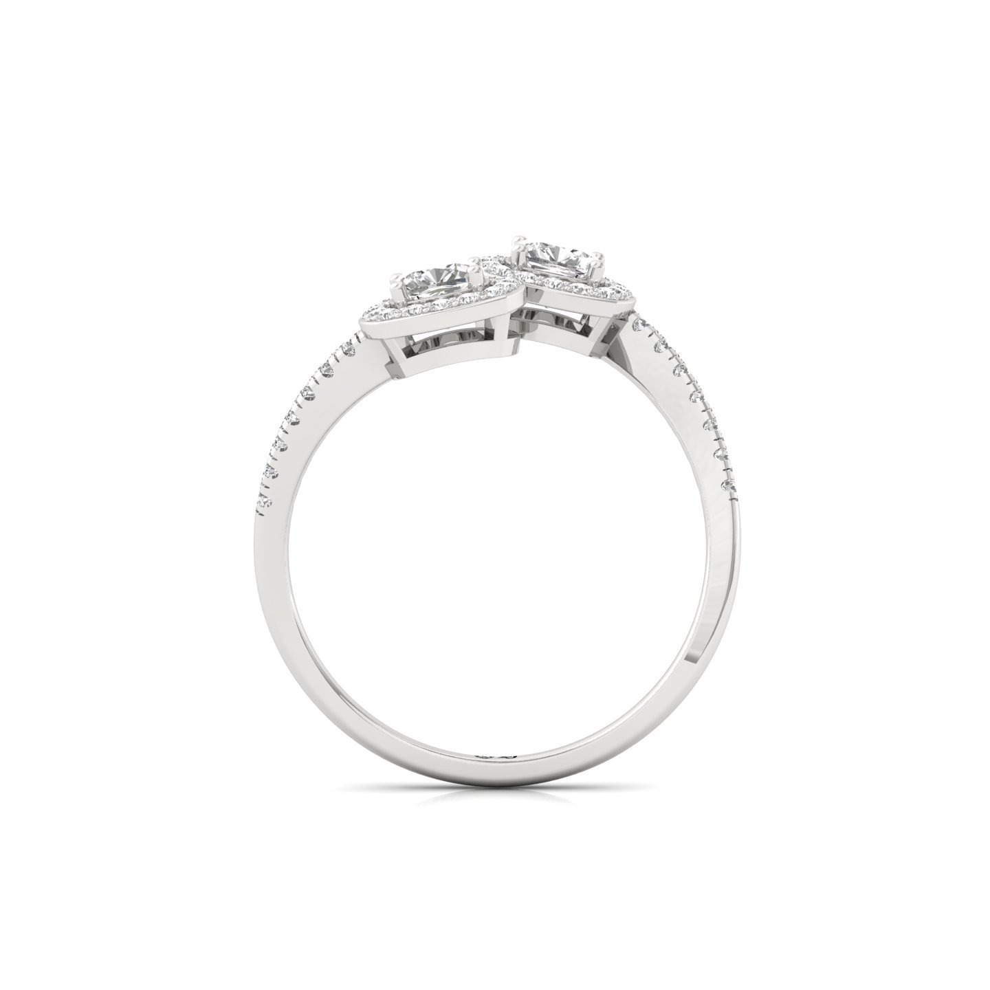 Double Cushion Halo And Toi Et Moi Open Ring | Lab Grown Diamond | Silver | 10K | 14K | 18K - View 3
