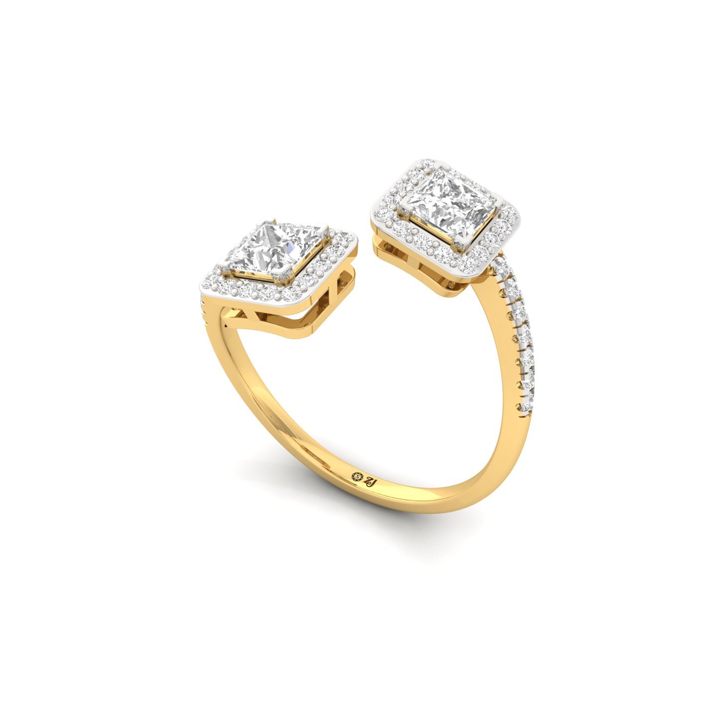 Double Princess Halo, And Toi Et Moi Open Ring | Lab Grown Diamond | Silver | 10K | 14K | 18K - View 2