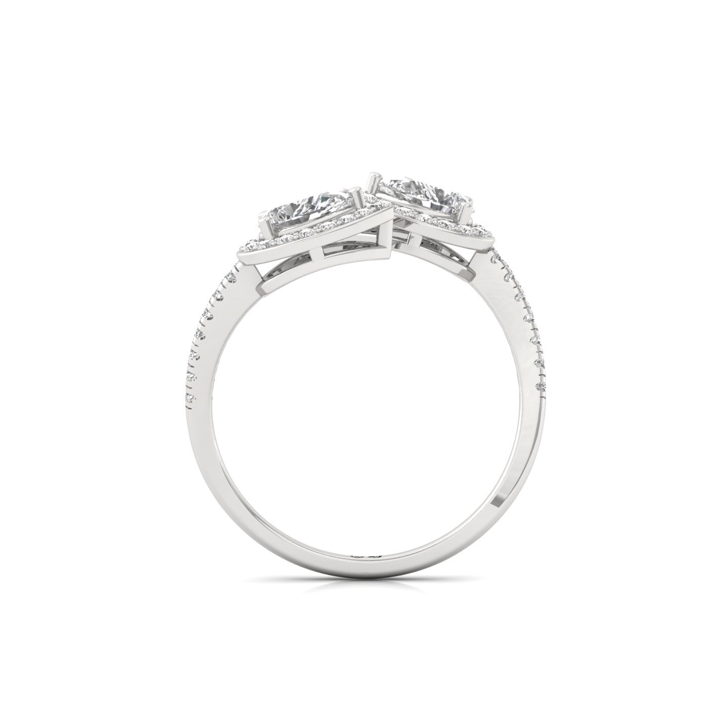 Double Pear Halo And Toi Et Moi Open Ring | Lab Grown Diamond | Silver | 10K | 14K | 18K - View 3