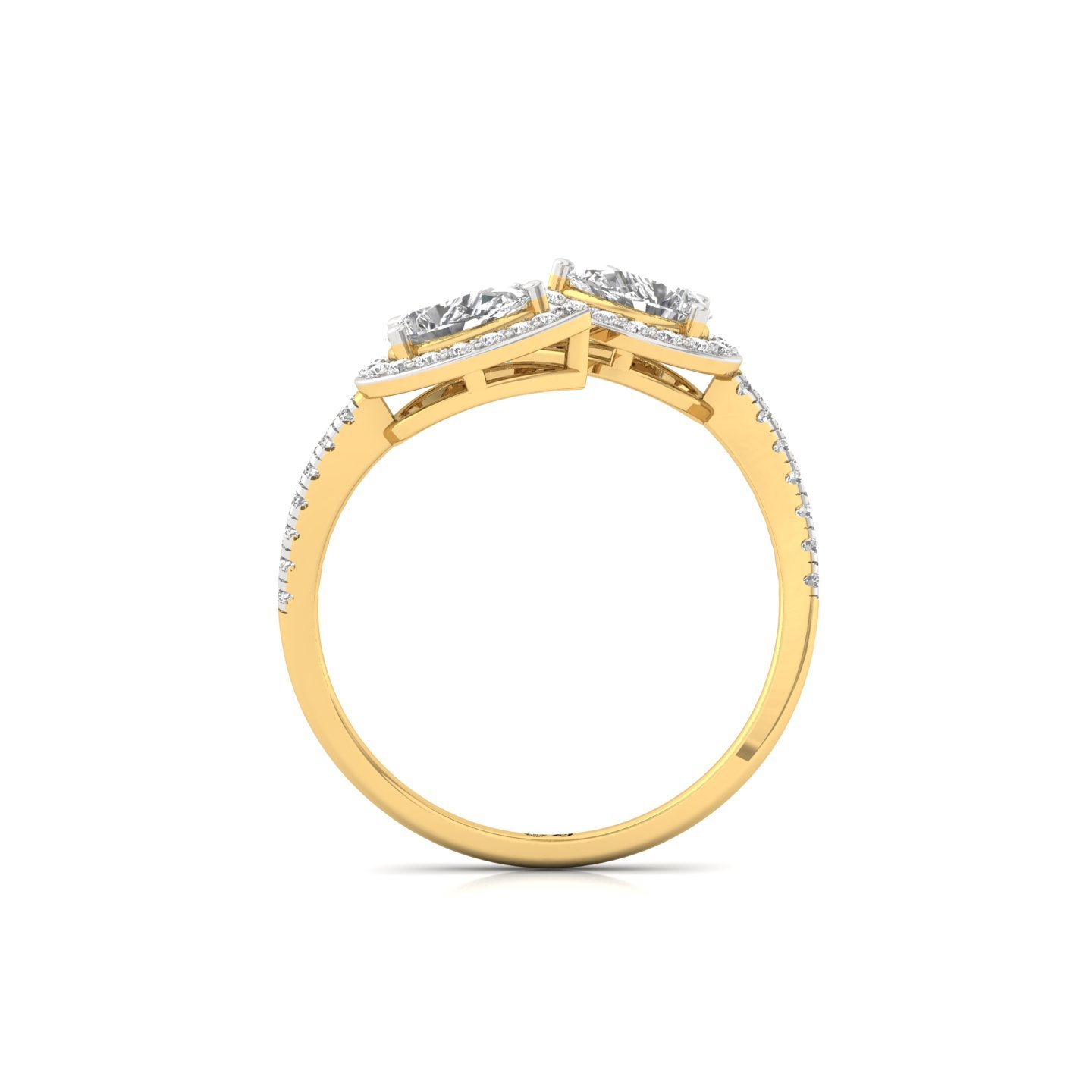 Double Pear Halo And Toi Et Moi Open Ring | Lab Grown Diamond | Silver | 10K | 14K | 18K - View 3