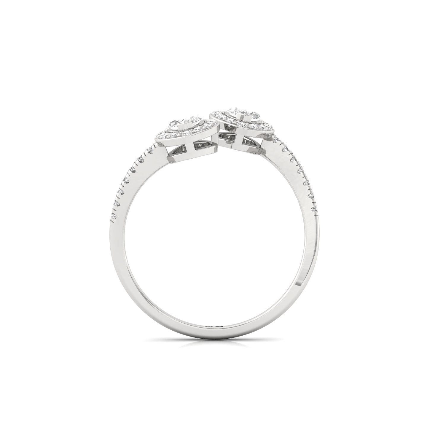 Double Marquise Halo  And Toi Et Moi Open Ring | Lab Grown Diamond | Silver | 10K | 14K | 18K - View 3