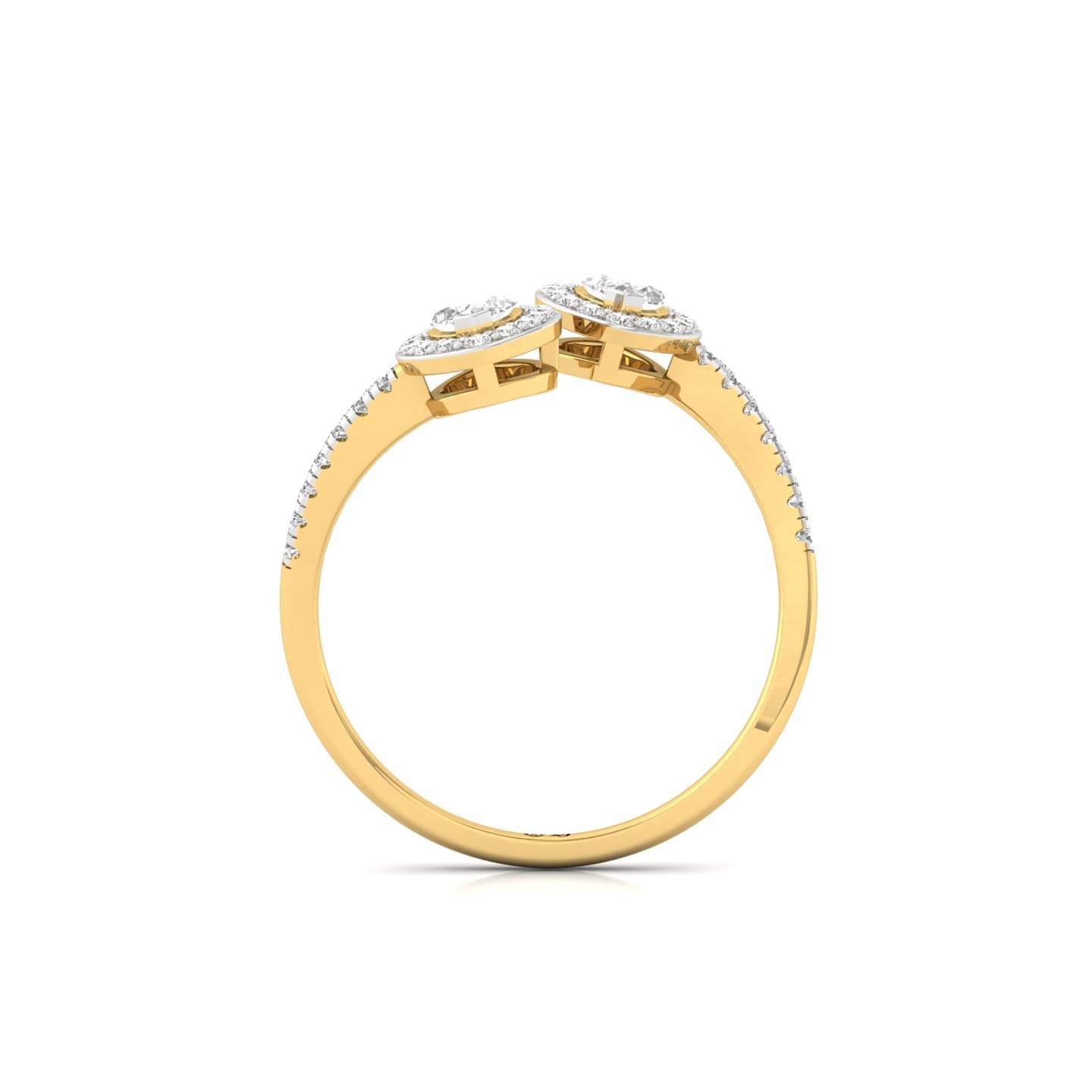 Double Marquise Halo  And Toi Et Moi Open Ring | Lab Grown Diamond | Silver | 10K | 14K | 18K - View 3