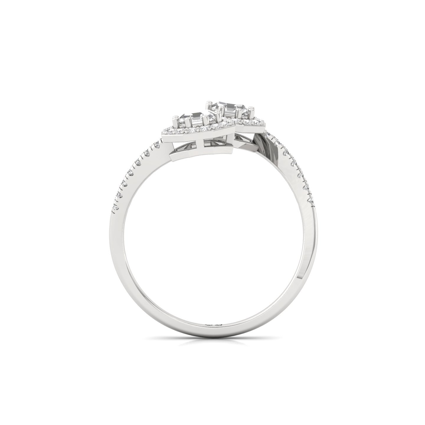 Double Octagon Halo & Toi Et Moi Open Ring | Lab Grown Diamond | Silver | 10K | 14K | 18K - View 3