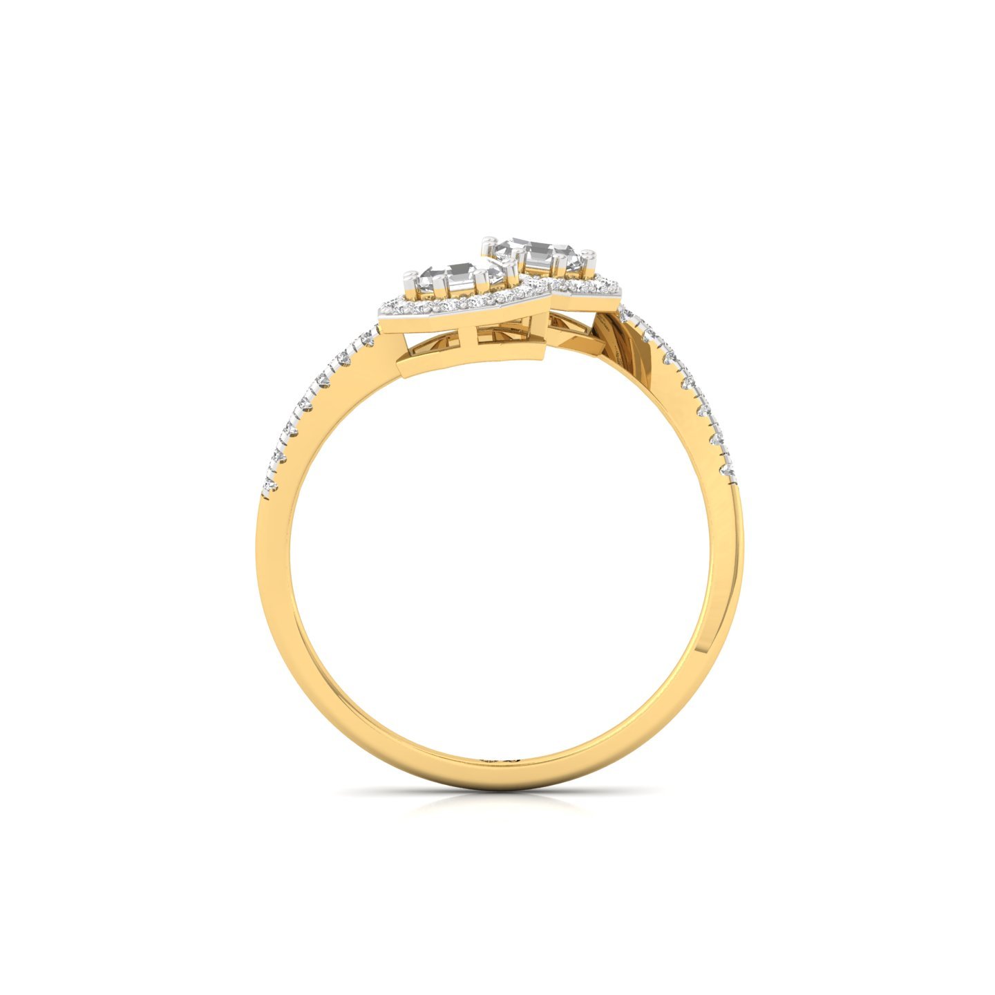 Double Octagon Halo & Toi Et Moi Open Ring | Lab Grown Diamond | Silver | 10K | 14K | 18K - View 3