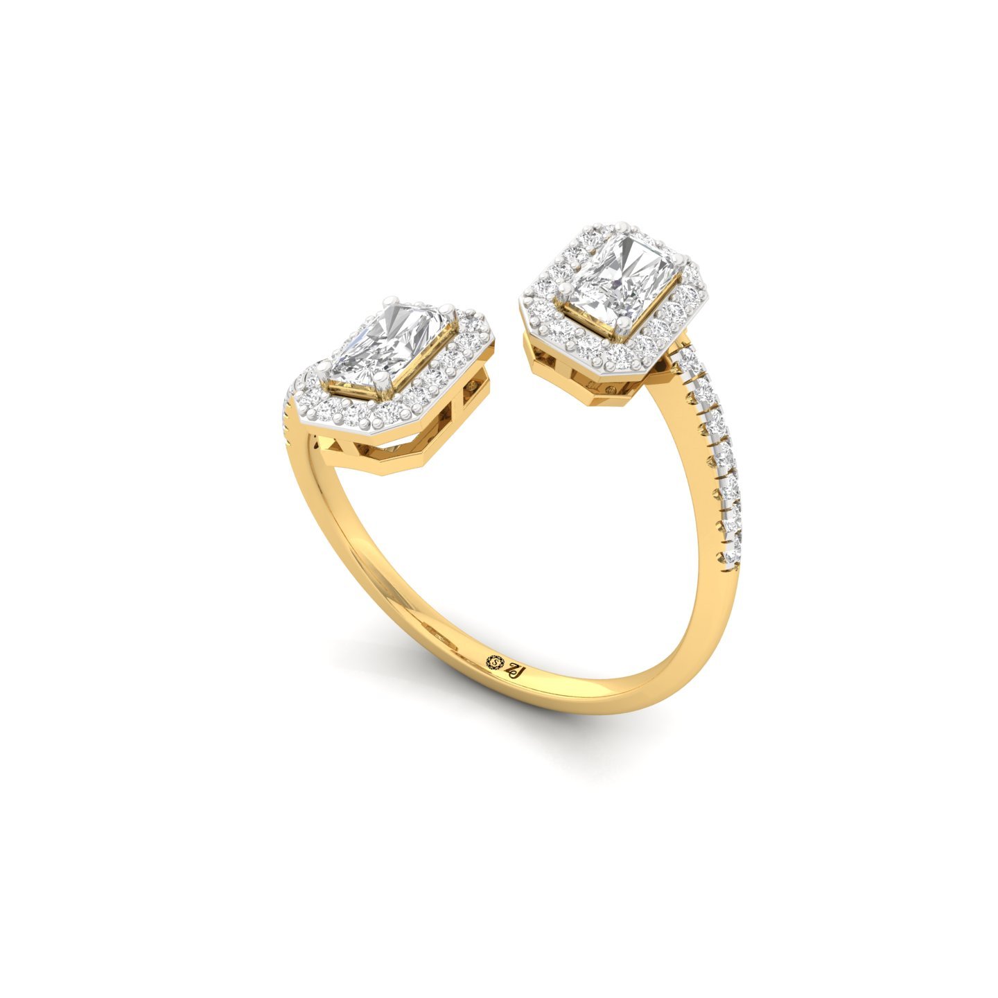 Double Radiant Halo & Toi Et Moi Open Ring | Lab Grown Diamond | Silver | 10K | 14K | 18K - View 2