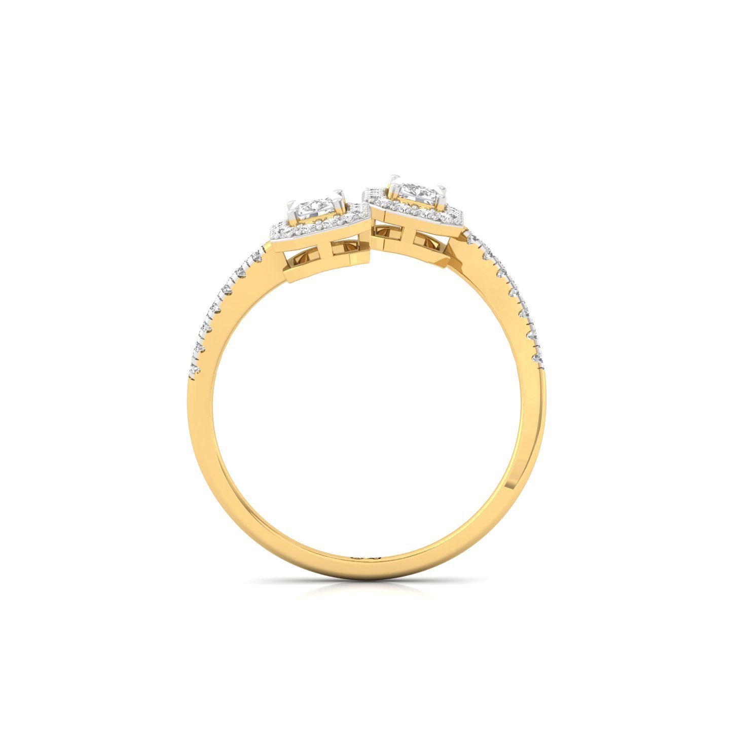 Double Radiant Halo & Toi Et Moi Open Ring | Lab Grown Diamond | Silver | 10K | 14K | 18K - View 3