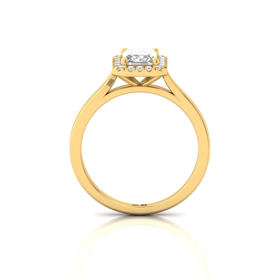 Emerald Cut Halo Engagement Ring | Lab Grown Diamond | Silver | 10K | 14K | 18K - View 3