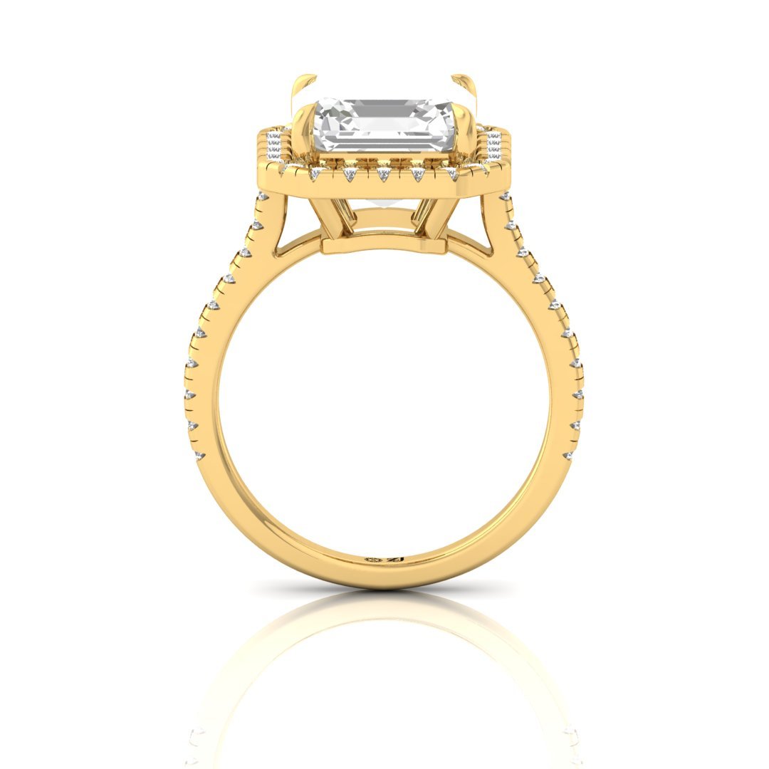 Emerald Square Halo Engagement Ring | Lab Grown Diamond | Elegant Bridal Jewelry | Silver | 10K | 14K | 18K - View 3