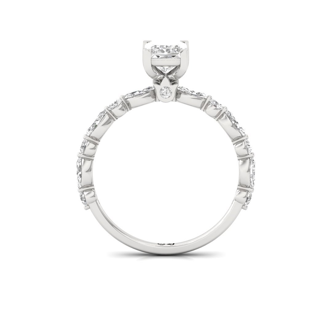 Princess Cut Solitaire Engagement Ring | Diamond Band with V-Shape Prong | Lab Grown Diamond | Silver | 10K | 14K | 18K - View 3