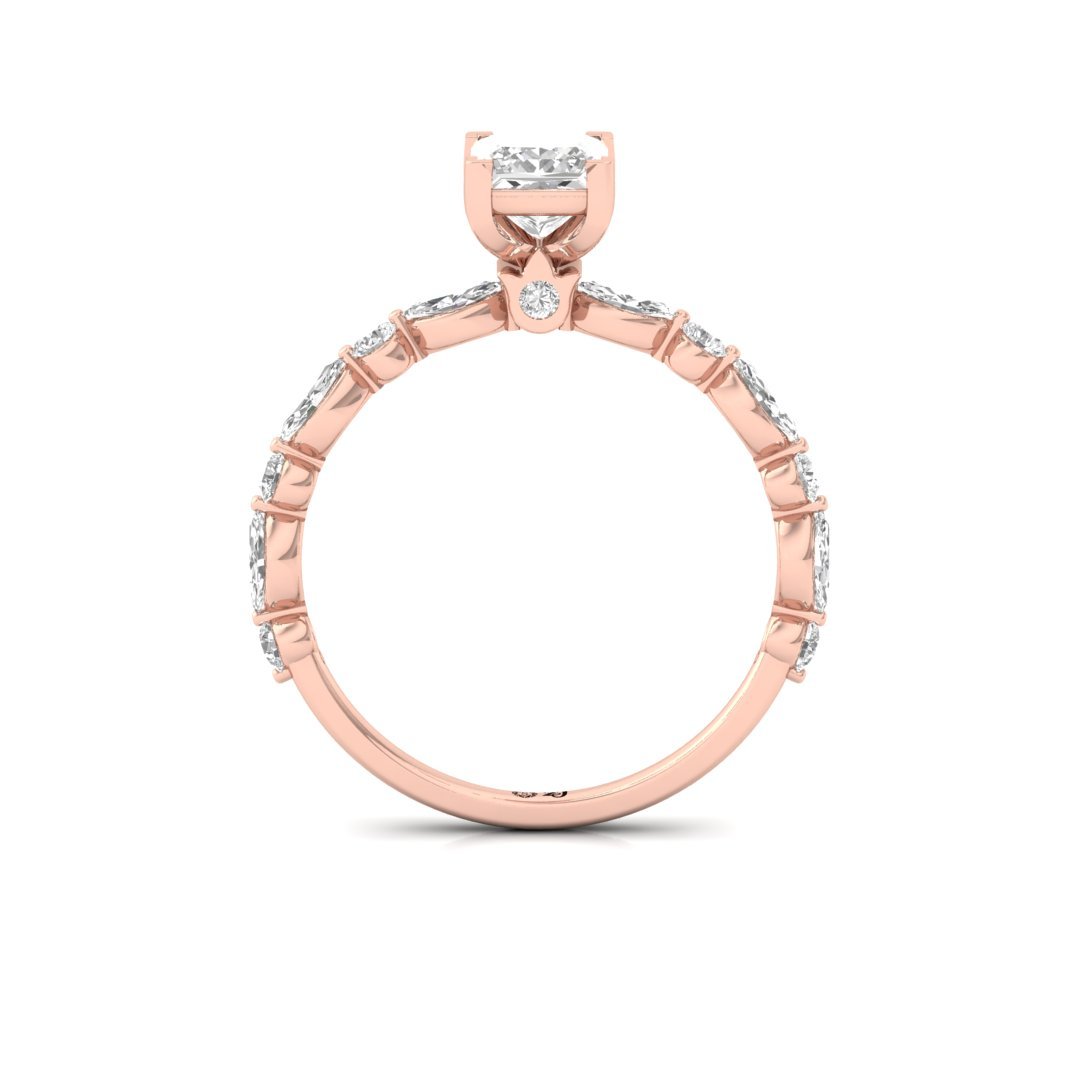 Princess Cut Solitaire Engagement Ring | Diamond Band with V-Shape Prong | Lab Grown Diamond | Silver | 10K | 14K | 18K - View 3