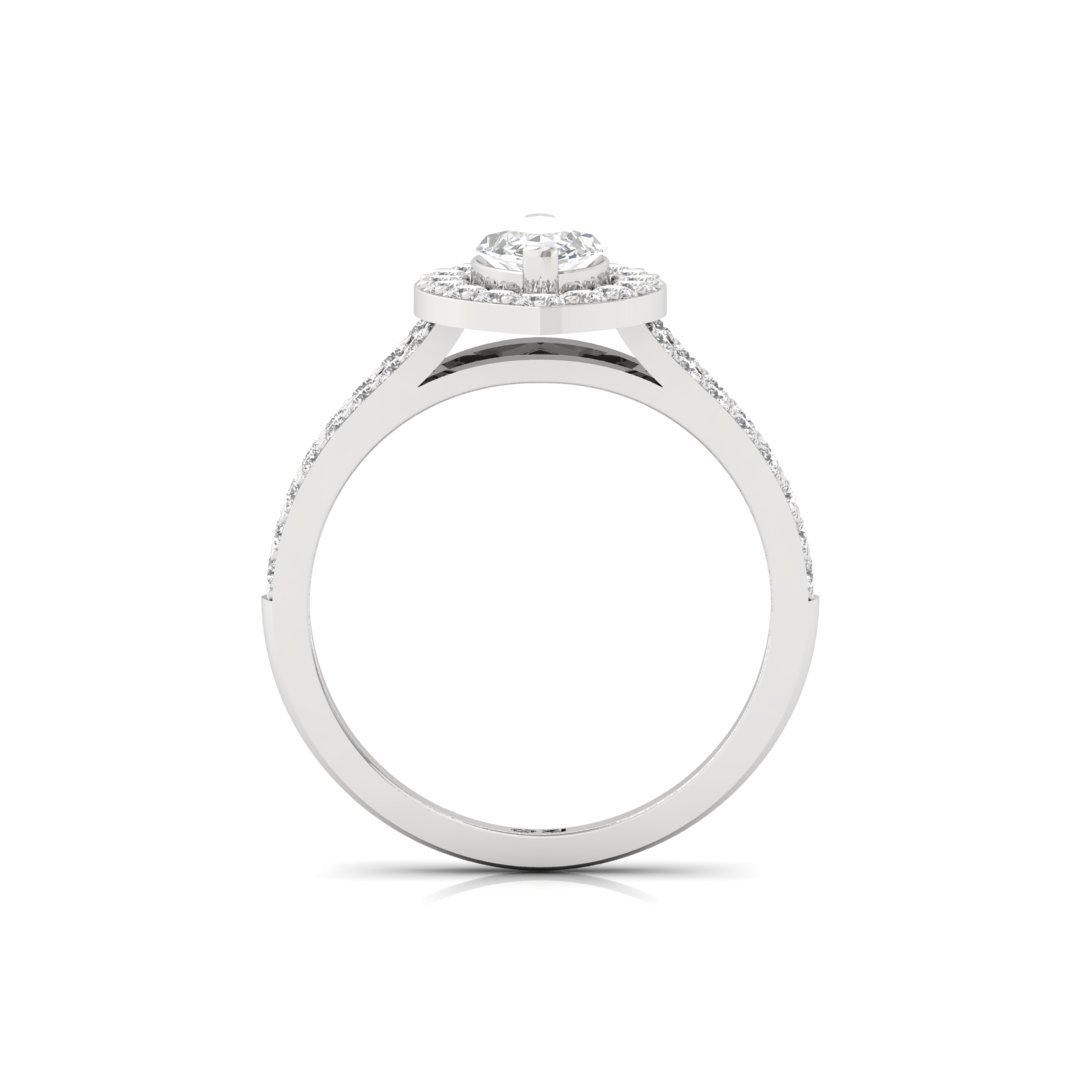 Marquise Cut Halo Diamond Engagement Ring | Lab Grown Diamond | Split Shank | Silver | 10K | 14K | 18K - View 3