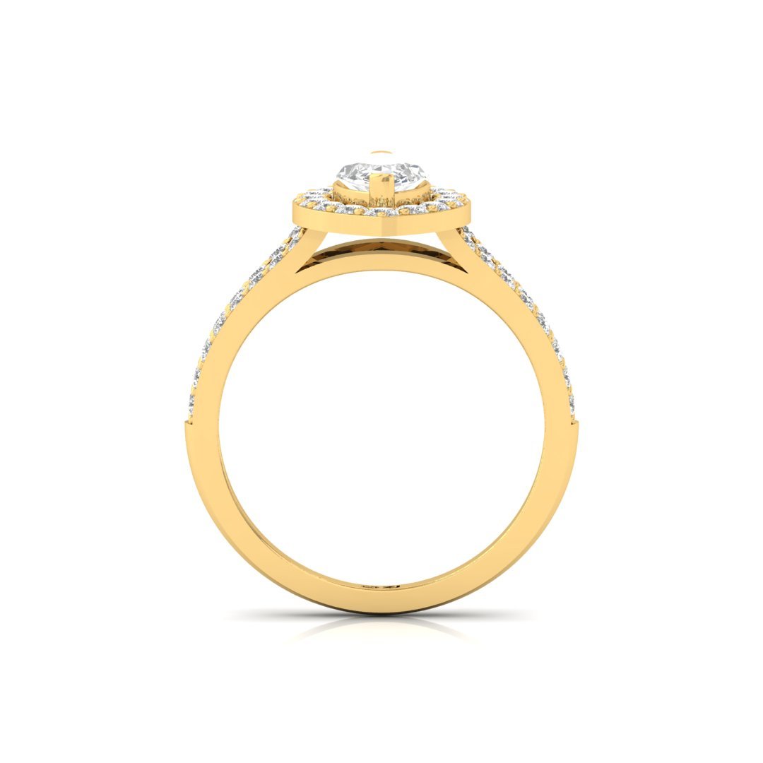 Marquise Cut Halo Diamond Engagement Ring | Lab Grown Diamond | Split Shank | Silver | 10K | 14K | 18K - View 3