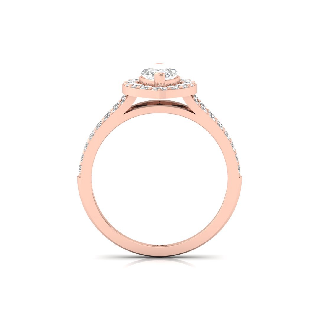 Marquise Cut Halo Diamond Engagement Ring | Lab Grown Diamond | Split Shank | Silver | 10K | 14K | 18K - View 3