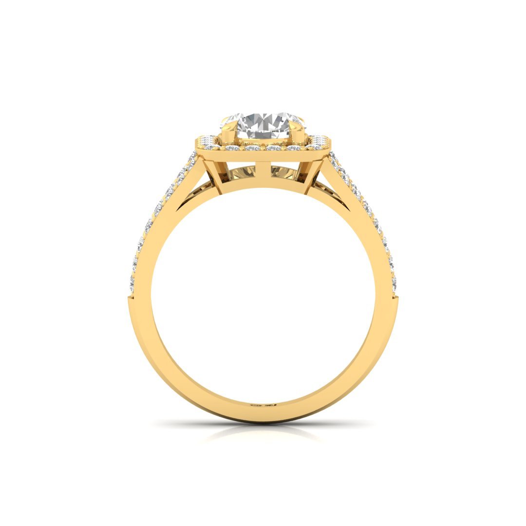 Round Cut Halo Diamond Engagement Ring | Lab Grown Diamond | Split Shank | Claw Prongs | Silver | 10K | 14K | 18K - View 3