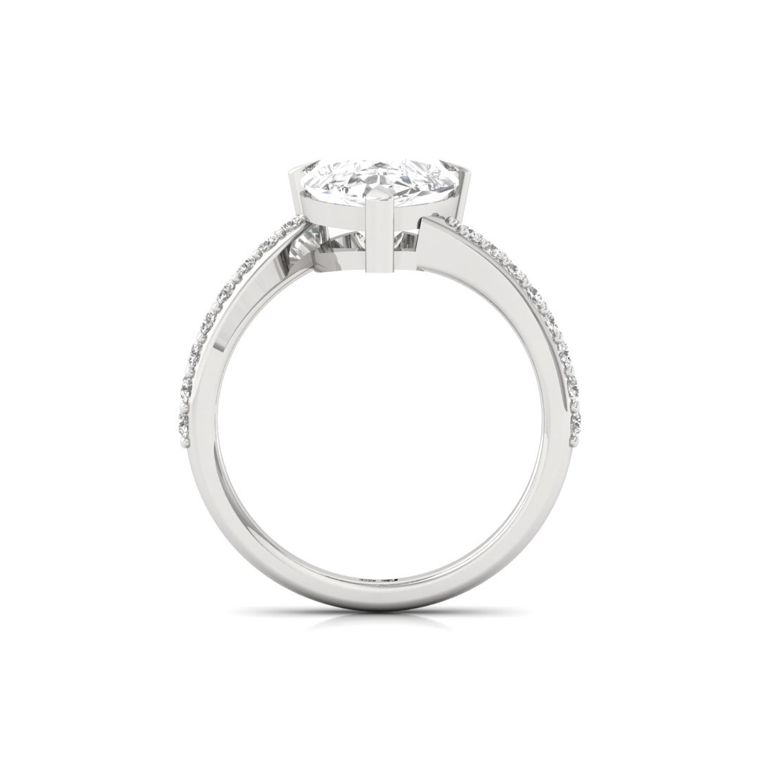 Pear Cut Diamond Engagement Ring | Lab Grown Diamond | Claw Prongs | Accent Stones | Silver | 10K | 14K | 18K - View 3
