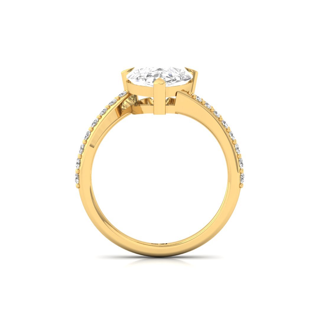 Pear Cut Diamond Engagement Ring | Lab Grown Diamond | Claw Prongs | Accent Stones | Silver | 10K | 14K | 18K - View 3
