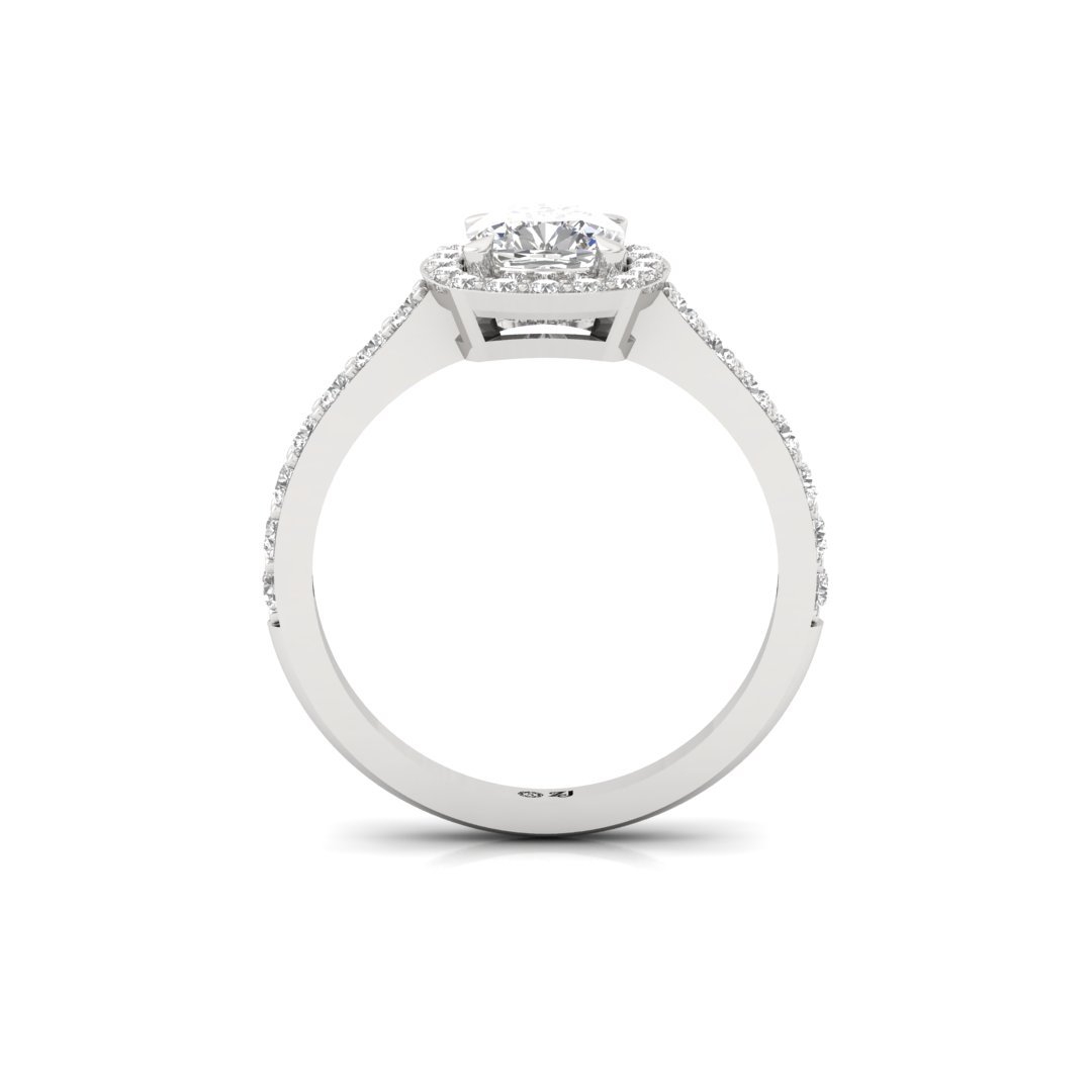 Cushion Cut Halo Engagement Ring | Lab Grown Diamond | Claw Prongs | Silver | 10K | 14K | 18K - View 3