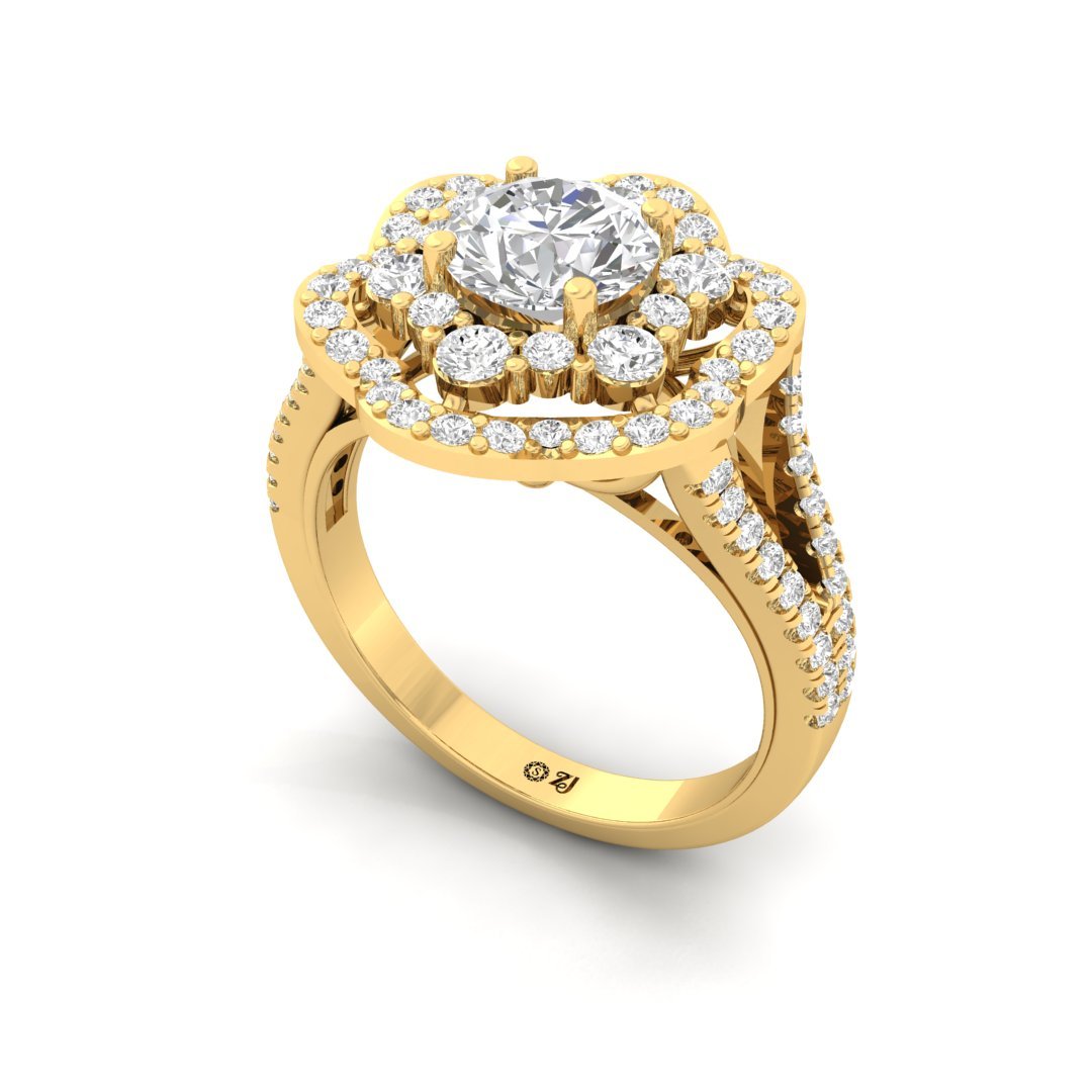 Floral Halo Cluster Engagement Ring | Lab Grown Diamond | Bridal Ring | Silver | 10K | 14K | 18K - View 2