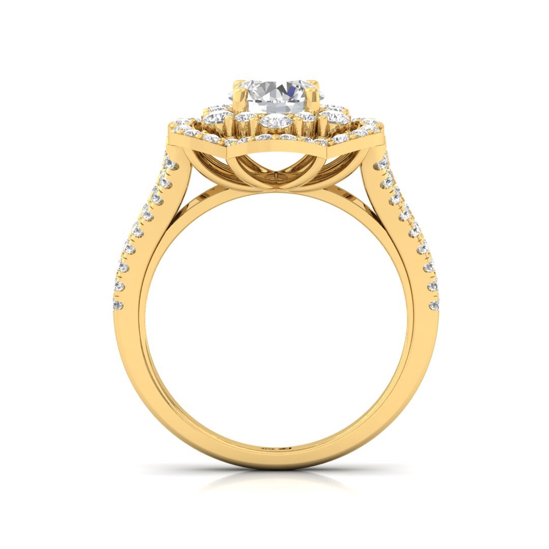 Floral Halo Cluster Engagement Ring | Lab Grown Diamond | Bridal Ring | Silver | 10K | 14K | 18K - View 3