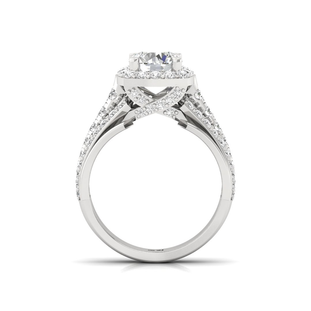 Grand Halo Split Shank Engagement Ring | Lab Grown Diamond | Statement Bridal Ring | Silver | 10K | 14K | 18K - View 3