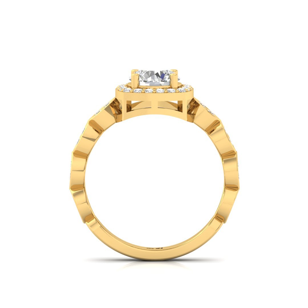 Round Halo Engagement Ring with Marquise Band | Lab Grown Diamond | Silver | 10K | 14K | 18K - View 3