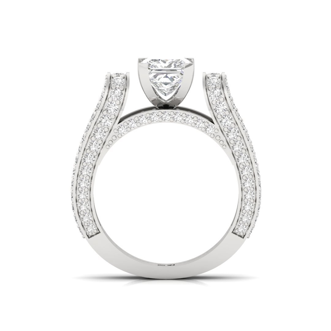 Princess Cut V-Prong Split Shank Engagement Ring | Lab Grown Diamond | Silver | 10K | 14K | 18K - View 3