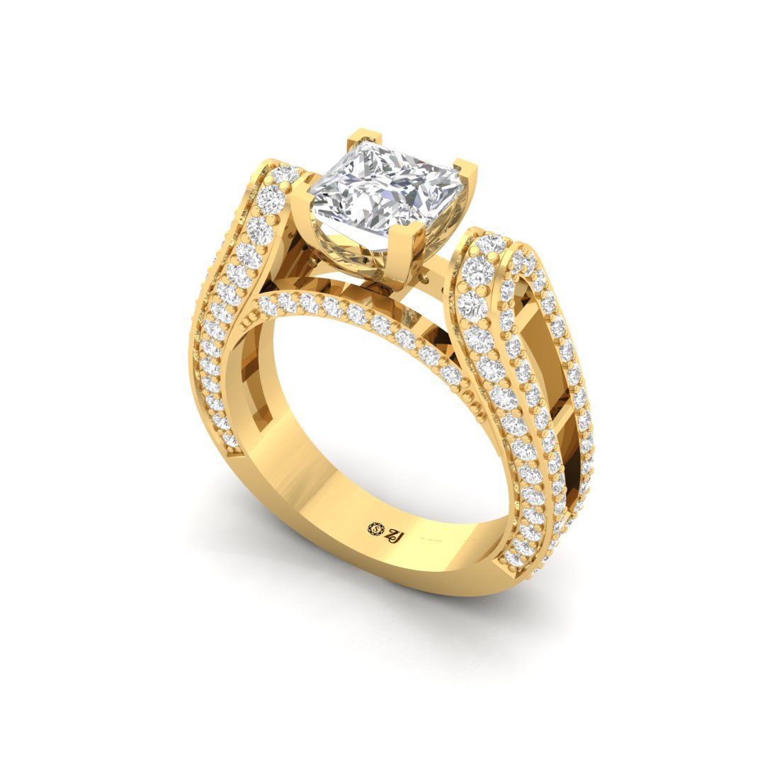 Princess Cut V-Prong Split Shank Engagement Ring | Lab Grown Diamond | Silver | 10K | 14K | 18K - View 2