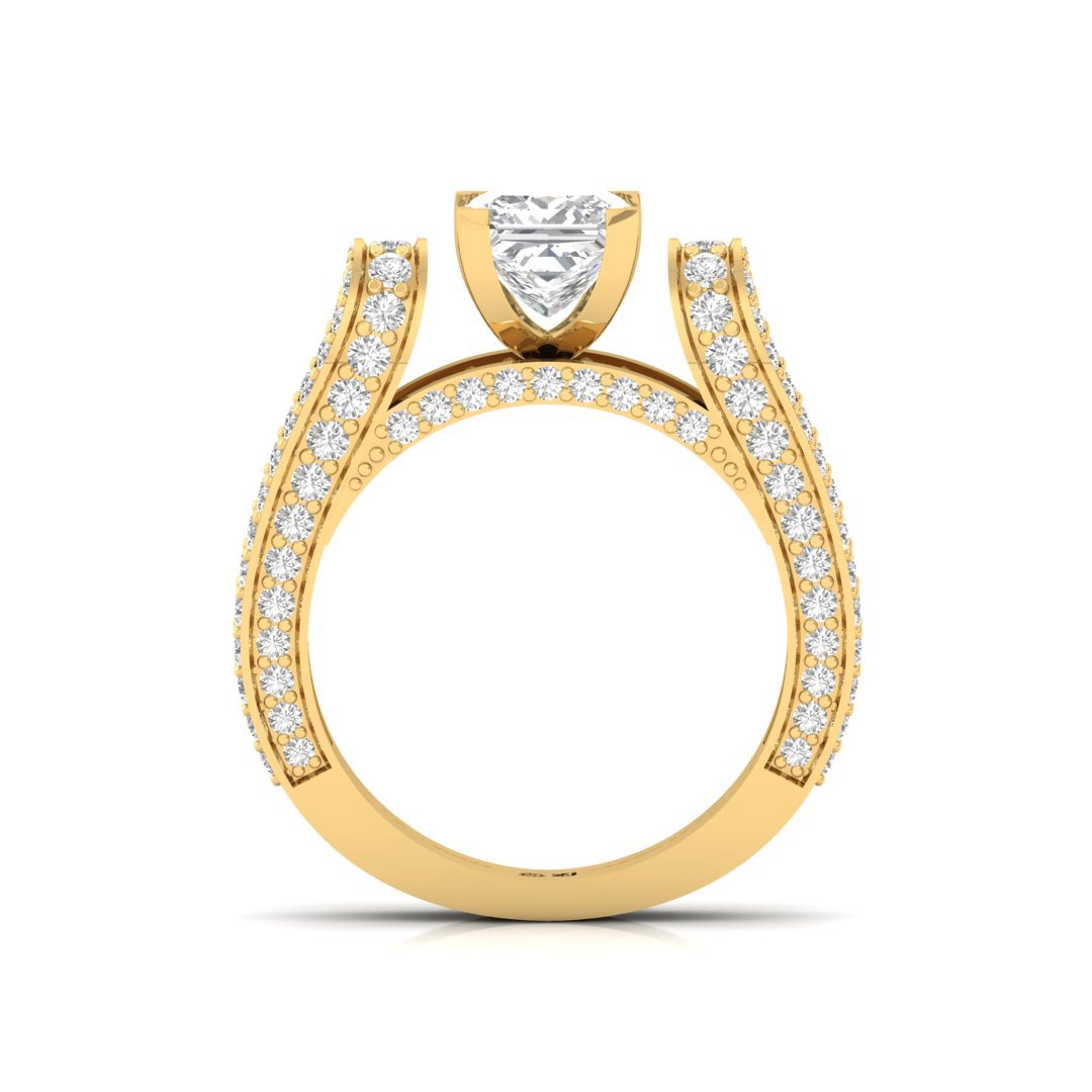 Princess Cut V-Prong Split Shank Engagement Ring | Lab Grown Diamond | Silver | 10K | 14K | 18K - View 3