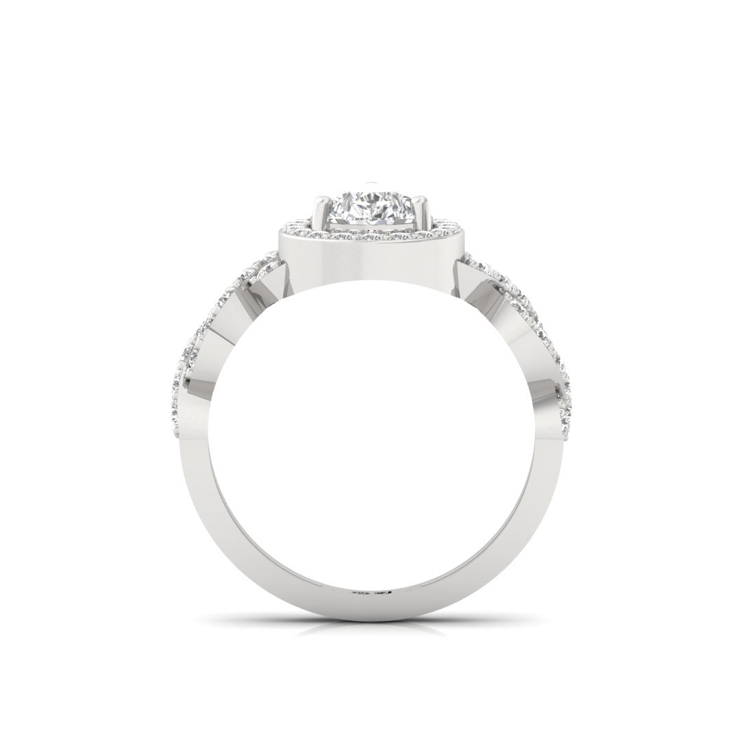 Pear Cut Halo Engagement Ring with Twisted Diamond Band | Lab Grown Diamond | Silver | 10K | 14K | 18K - View 3