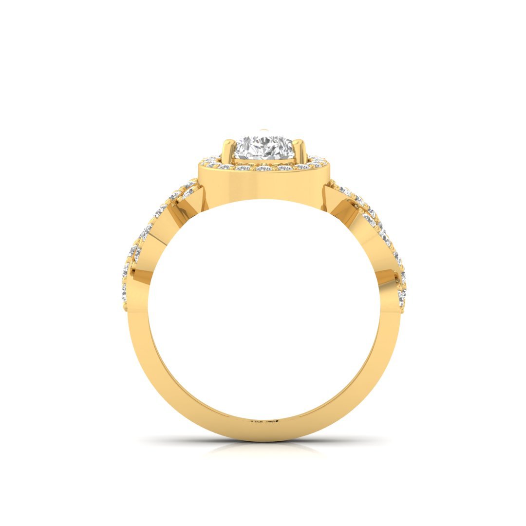 Pear Cut Halo Engagement Ring with Twisted Diamond Band | Lab Grown Diamond | Silver | 10K | 14K | 18K - View 3