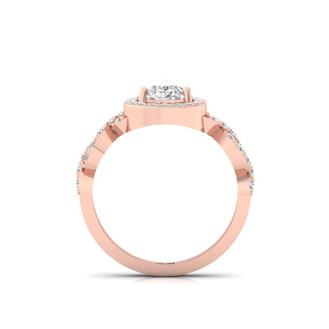 Pear Cut Halo Engagement Ring with Twisted Diamond Band | Lab Grown Diamond | Silver | 10K | 14K | 18K - View 3