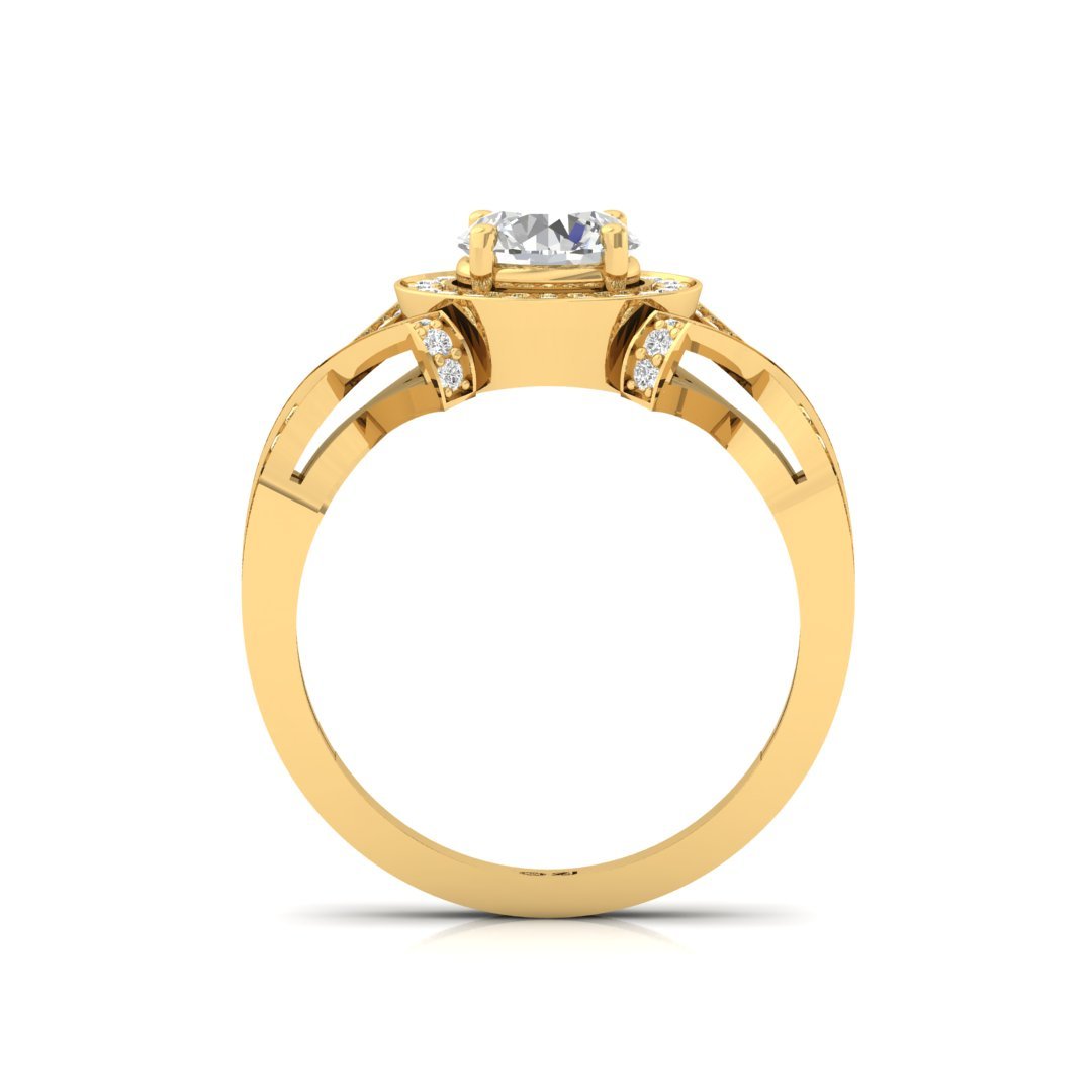 Round Cut Halo Engagement Ring with Twisted Diamond Shank | Lab Grown Diamond | Silver | 10K | 14K | 18K - View 3