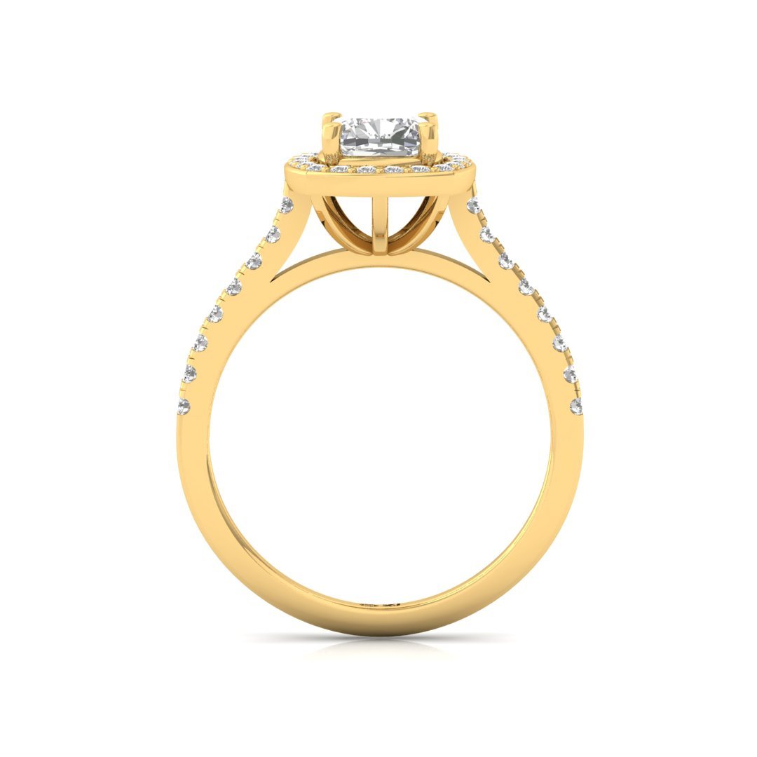 Cushion Cut Halo Engagement Ring with Diamond Band | Lab Grown Diamond | Silver | 10K | 14K | 18K - View 3