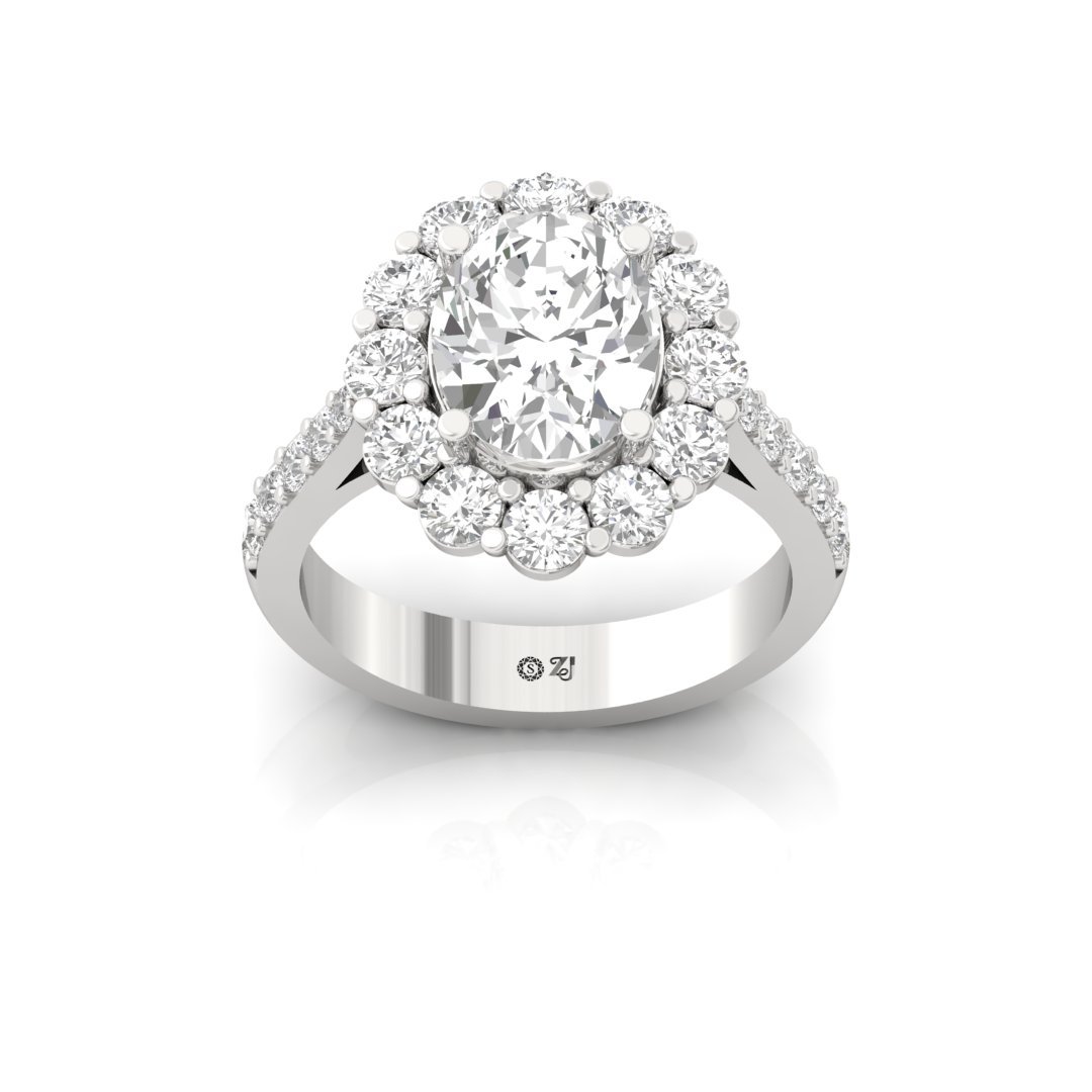 Oval Halo Diamond Engagement Ring | Lab Grown Diamond | Silver | 10K | 14K | 18K - Main View