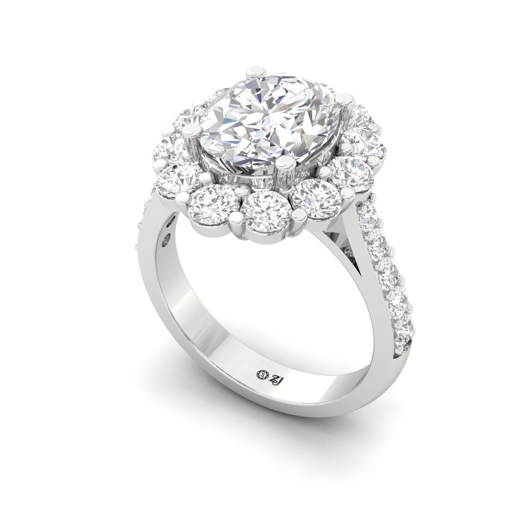 Oval Halo Diamond Engagement Ring | Lab Grown Diamond | Silver | 10K | 14K | 18K - View 2