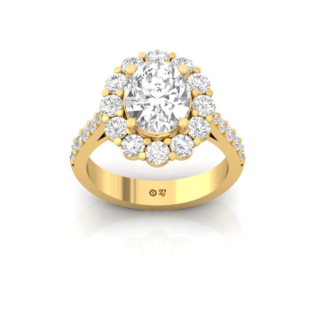 Oval Halo Diamond Engagement Ring | Lab Grown Diamond | Silver | 10K | 14K | 18K - Gold Main View