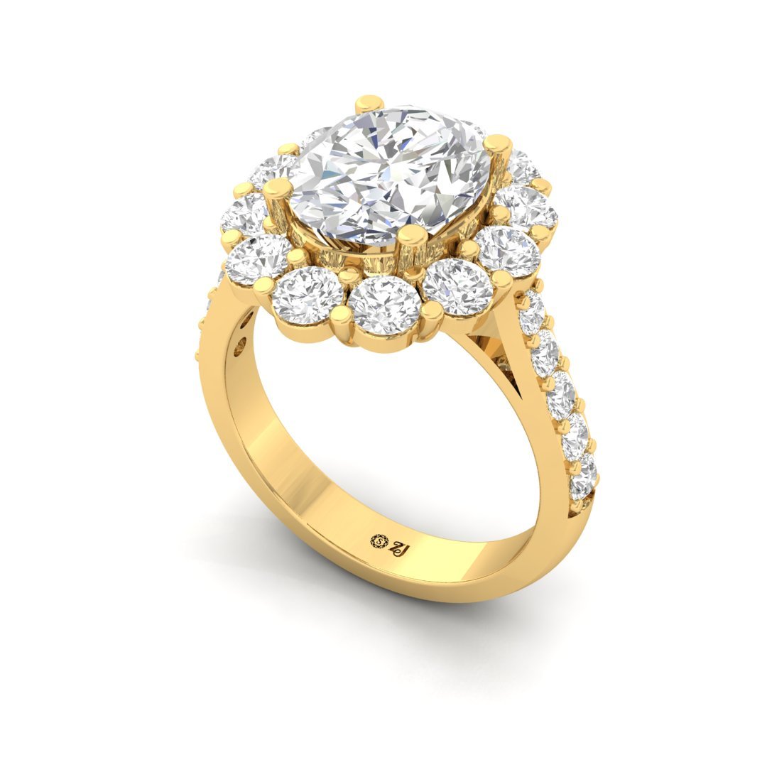 Oval Halo Diamond Engagement Ring | Lab Grown Diamond | Silver | 10K | 14K | 18K - View 2