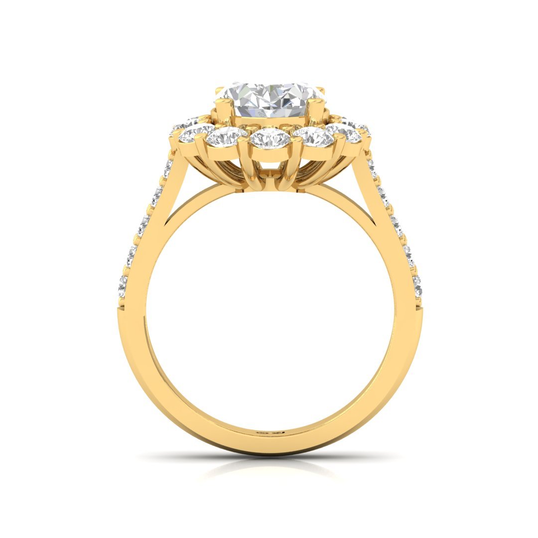 Oval Halo Diamond Engagement Ring | Lab Grown Diamond | Silver | 10K | 14K | 18K - View 3