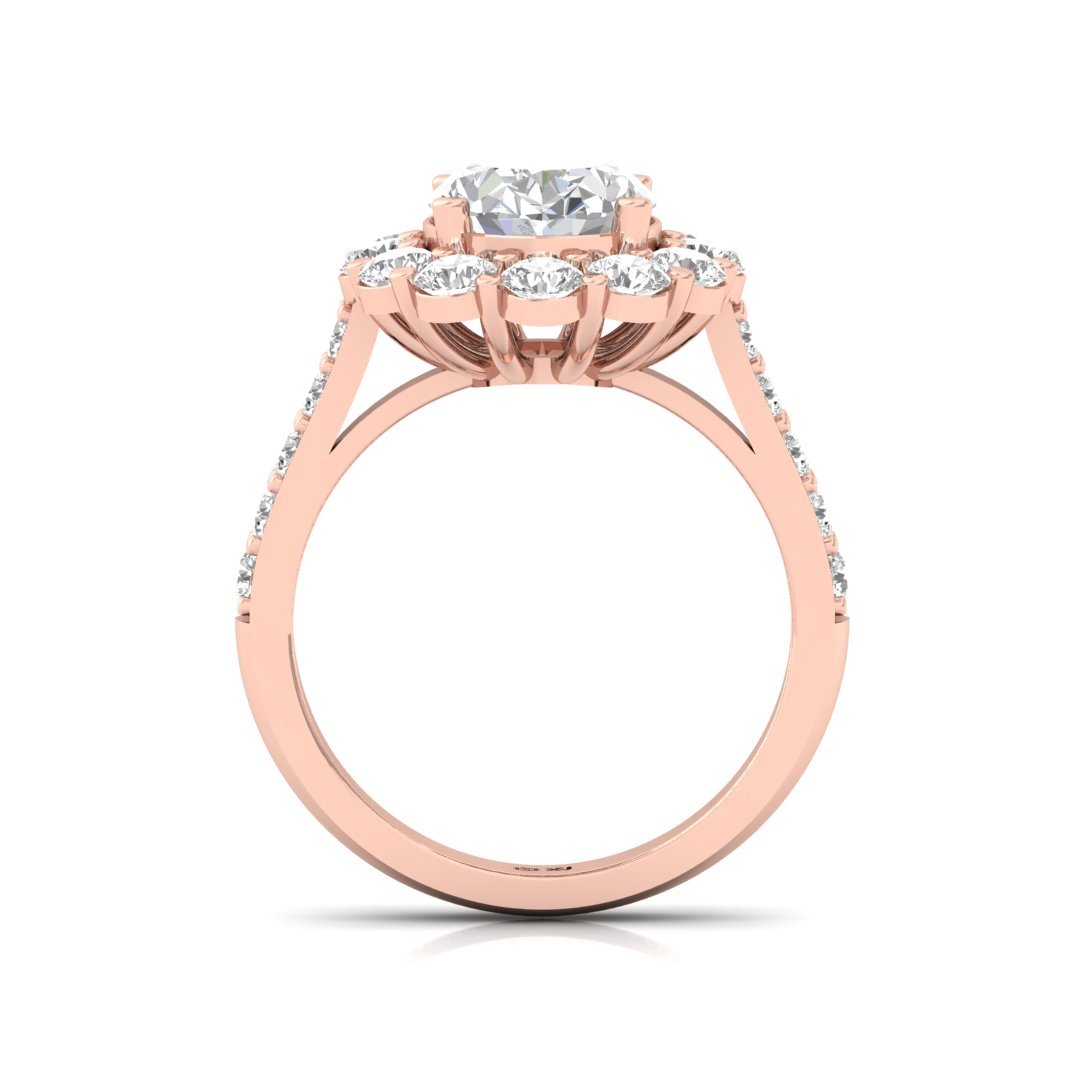 Oval Halo Diamond Engagement Ring | Lab Grown Diamond | Silver | 10K | 14K | 18K - View 3