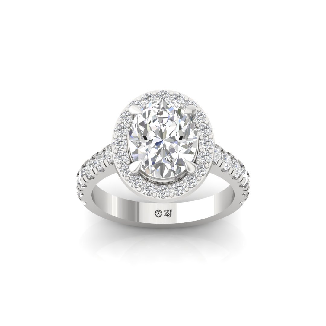 Oval Halo Engagement Ring | Lab Grown Diamond | Silver | 10K | 14K | 18K - Main View