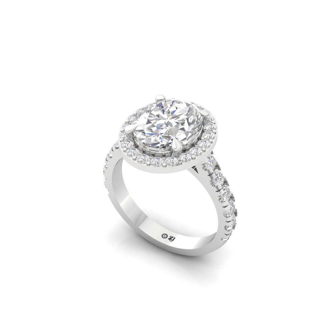 Oval Halo Engagement Ring | Lab Grown Diamond | Silver | 10K | 14K | 18K - View 2