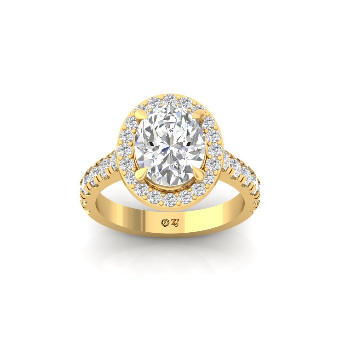 Oval Halo Engagement Ring | Lab Grown Diamond | Silver | 10K | 14K | 18K - Gold Main View